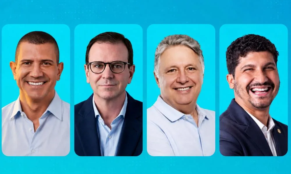 Três sorrisos e uma cara séria: card da Record com candidatos ao Governo do Rio chama atenção